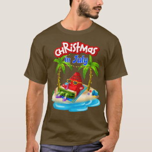 Christmas In July Watermelon Vacation Funny Vintag T-Shirt