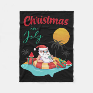 Christmas In July Watermelon Xmas Palm Summer Men Fleece Blanket