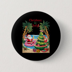 Christmas In July Watermelon Xmas Tree Santa Beach 6 Cm Round Badge