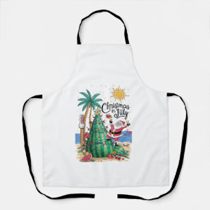 Christmas in July Watermelon Xmas Tree Santa Beach Apron