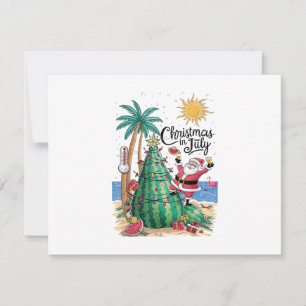 Christmas in July Watermelon Xmas Tree Santa Beach Invitation