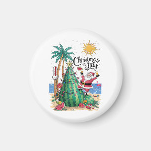 Christmas in July Watermelon Xmas Tree Santa Beach Magnet