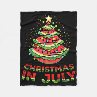Christmas In July Watermelon Xmas Tree Summer Fleece Blanket