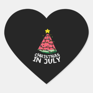 Christmas In July Watermelon Xmas Tree Summer Heart Sticker