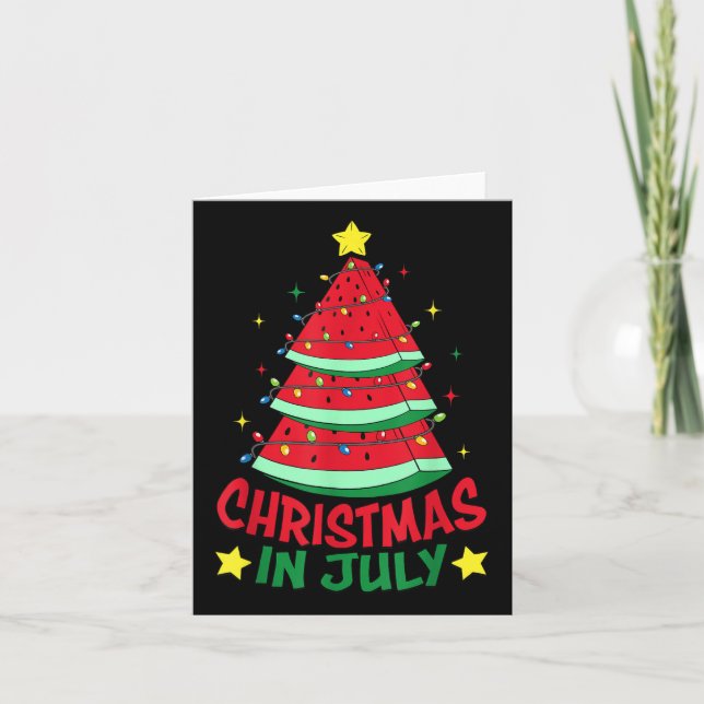 Christmas In July Watermelon Xmas Tree Summer Men  Card (Front)