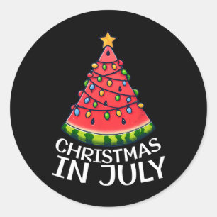 Christmas In July Watermelon Xmas Tree Summer Men Classic Round Sticker