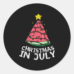 Christmas In July Watermelon Xmas Tree Summer Men  Classic Round Sticker