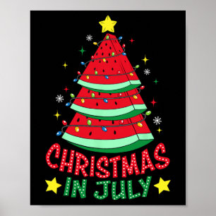 Christmas In July Watermelon Xmas Tree Summer Men  Poster