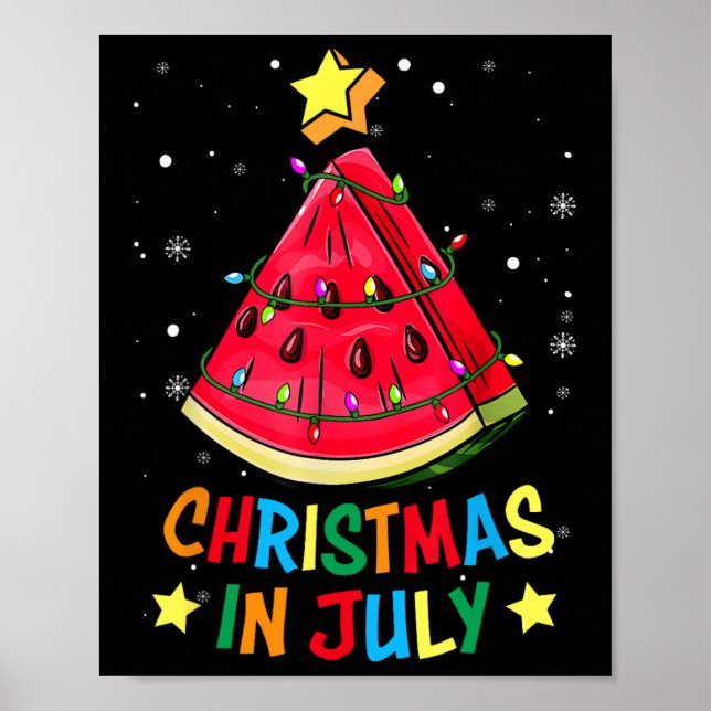 Christmas In July Watermelon Xmas Tree Summer Men  Poster (Front)