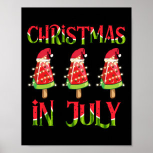 Christmas In July Watermelon Xmas Tree Summer Men Poster