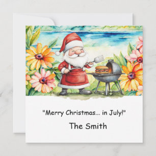 Christmas in July with Santa at Beach Holiday Card