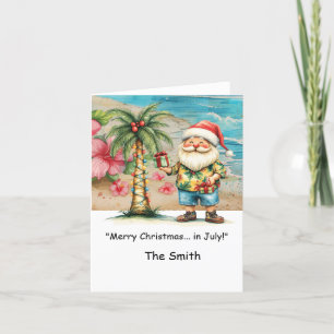 Christmas in July with Santa at Beach Holiday Card
