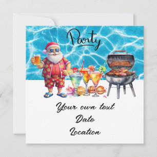 Christmas in July with Santa at the beach Holiday Invitation