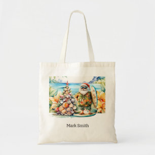 Christmas in July with Santa Claus at Beach Tote Bag