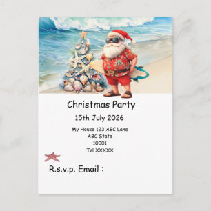 Christmas in July with SANTA CLAUS on the beach  Postcard