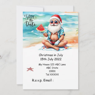 Christmas in July with SANTA CLAUS Save the date Invitation
