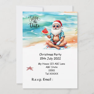 Christmas in July with SANTA CLAUS Save the date Invitation