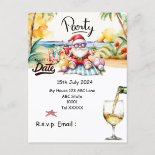 Christmas in July with SANTA CLAUS Save the date Postcard