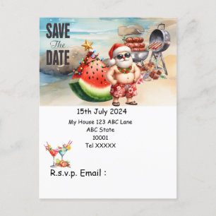 Christmas in July with SANTA CLAUS Save the date Postcard