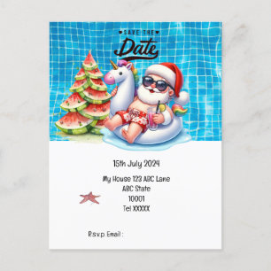 Christmas in July with SANTA CLAUS Save the date   Postcard