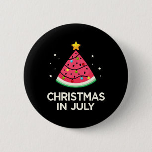 Christmas In July With Watermelon Tree For Summer  6 Cm Round Badge
