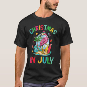 Christmas In July Women Vaca Beach Flamingo Surfin T-Shirt