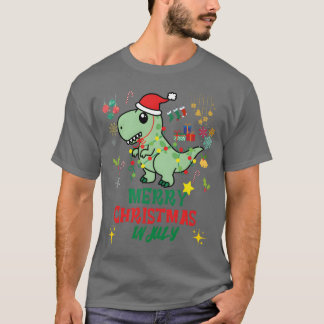 Christmas in July Xmas Dinosaur Re Christmas retro T-Shirt
