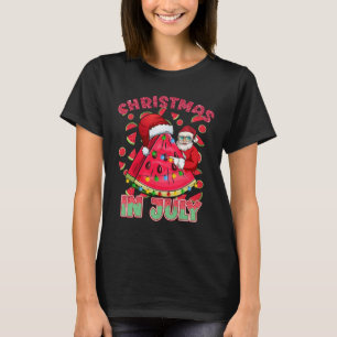 Christmas In July Xmas Watermelon Santa Beach Vaca T-Shirt