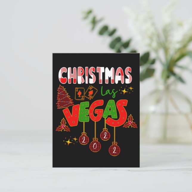 Christmas in Las Vegas Group Matching Typographic  Postcard (Standing Front)
