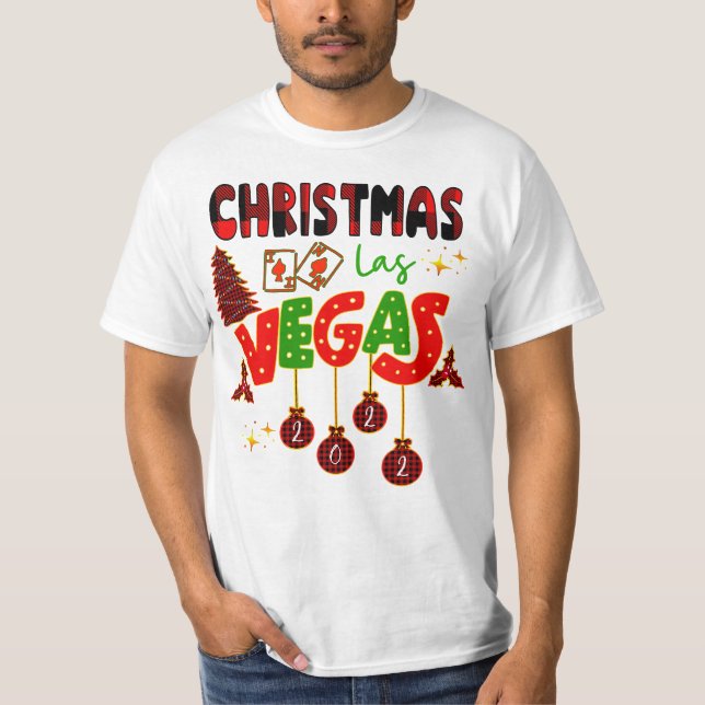 Christmas in Las Vegas Group Matching Typographic  T-Shirt (Front)