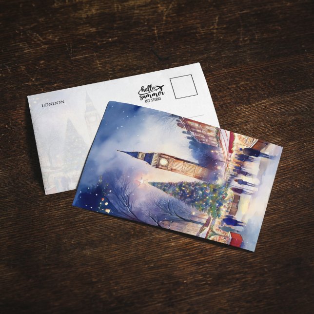 Christmas in London Big Ben Watercolor Invitation (Creator Uploaded)