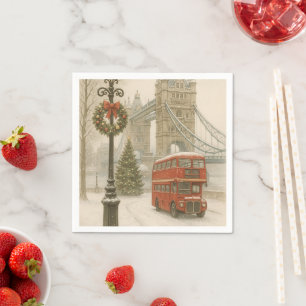 Christmas in London Gift for Traveler   Holiday Napkin