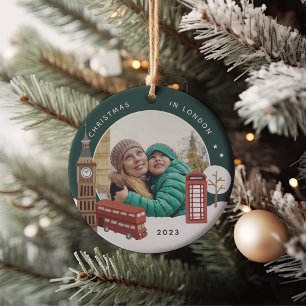 Christmas in London Keepsake Photo Ceramic Tree Decoration