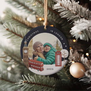 Christmas in London Keepsake Photo Ceramic Tree Decoration