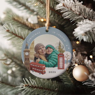Christmas in London Keepsake Photo Ceramic Tree Decoration