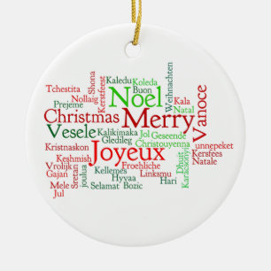 Christmas in many languages ceramic tree decoration