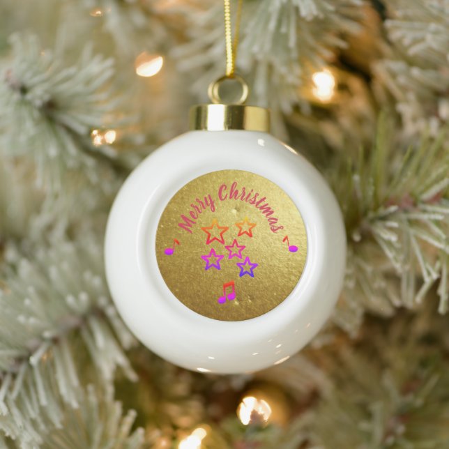 Christmas in Music Ceramic Ball Christmas Ornament (Tree)