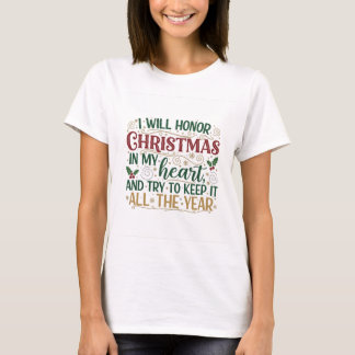 Christmas In My Heart" Vintage Typography T shirt