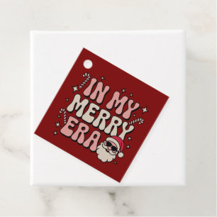 Christmas in My Merry Era Cute Groovy Xmas Favour Tags