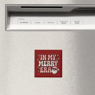 Christmas in My Merry Era Cute Groovy Xmas Magnet