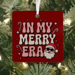 Christmas in My Merry Era Cute Groovy Xmas Metal Tree Decoration