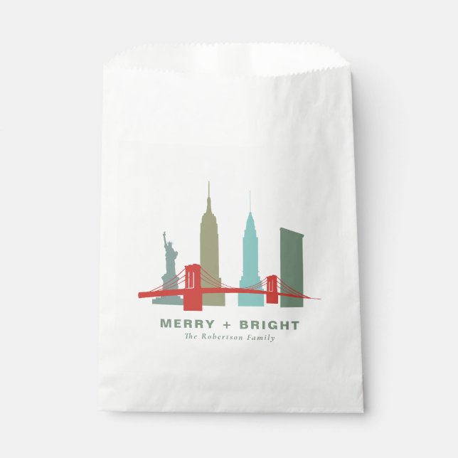 Christmas in New York, Architecture Skyline Favour Bags (Front)