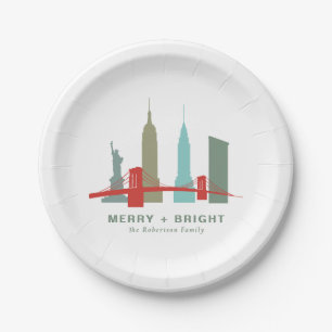 Christmas in New York, Architecture Skyline Paper Plate