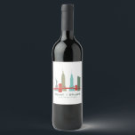 Christmas in New York, Architecture Skyline Wine Label<br><div class="desc">Calling all lovers of New York City! This elegant and minimal design features five iconic landmarks of the NYC skyline -- the Statue of Liberty, the Chrysler Building, the Empire State Building, the Flatiron Building, and the Brooklyn Bridge. It makes an elegant and unique statement for labels on wine bottles...</div>