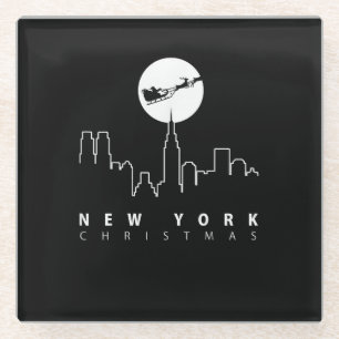 Christmas in New York City Glass Coaster