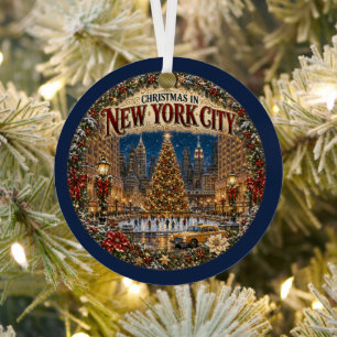 Christmas in New York City Vintage Travel Keepsake Metal Tree Decoration