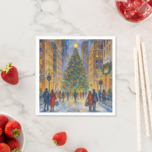 Christmas in New York Napkins – Winter City Scene