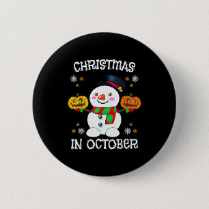 Christmas In October Halloween Snowman Pumpkin Kid 6 Cm Round Badge