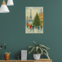 Christmas in Paris Art Print – Eiffel Tower Winter