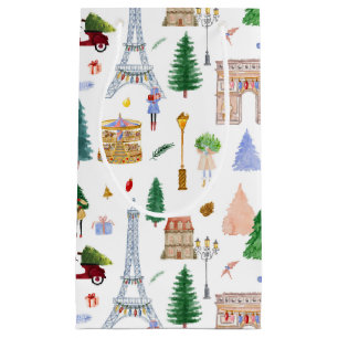 Christmas in Paris City of Lights Holiday Small Gift Bag